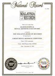 Ghi danh trong sách kỷ lục Malaysia lần 1
