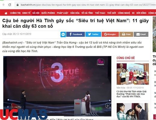 Báo baohatinh.vn - Cậu bé người Hà Tĩnh gây sốc “Siêu trí tuệ Việt Nam”: 11 giây khai căn dãy 63 con số