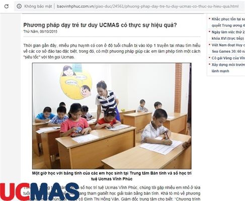 Báo baovinhphuc.com.vn - Phương pháp dạy trẻ tư duy UCMAS có thực sự hiệu quả?