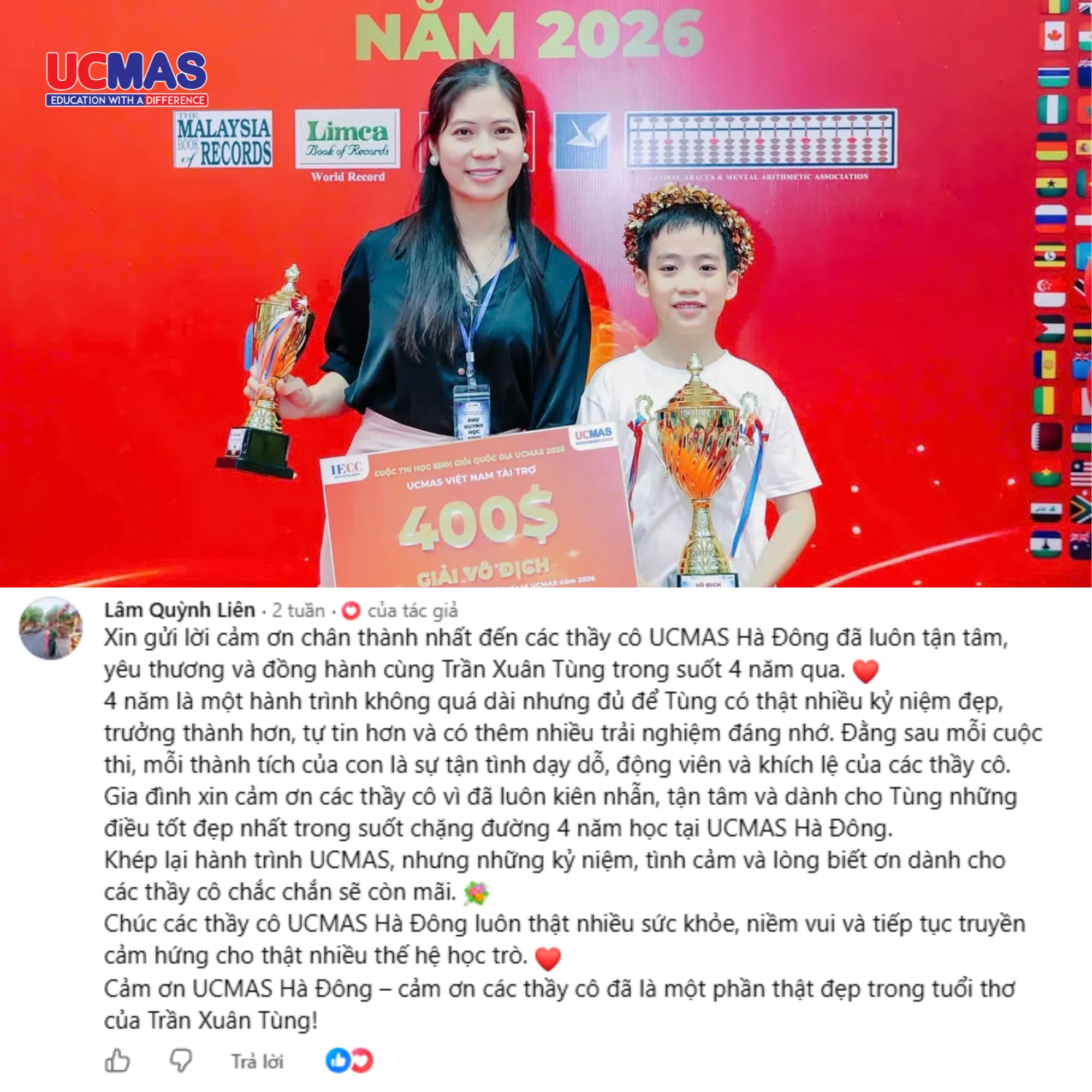 Chia sẻ của phụ huynh Trần Xuân Tùng về hành trình 4 năm tại UCMAS